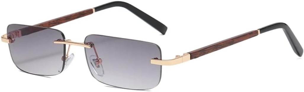 

Модные маленькие прямоугольные солнцезащитные очки без оправы с градиентным переходом цвета для женщин, винтажные очки с имитацией древесной текстуры для мужчин, солнцезащитные очки UV400 UUPTTPL, Gray Gradient