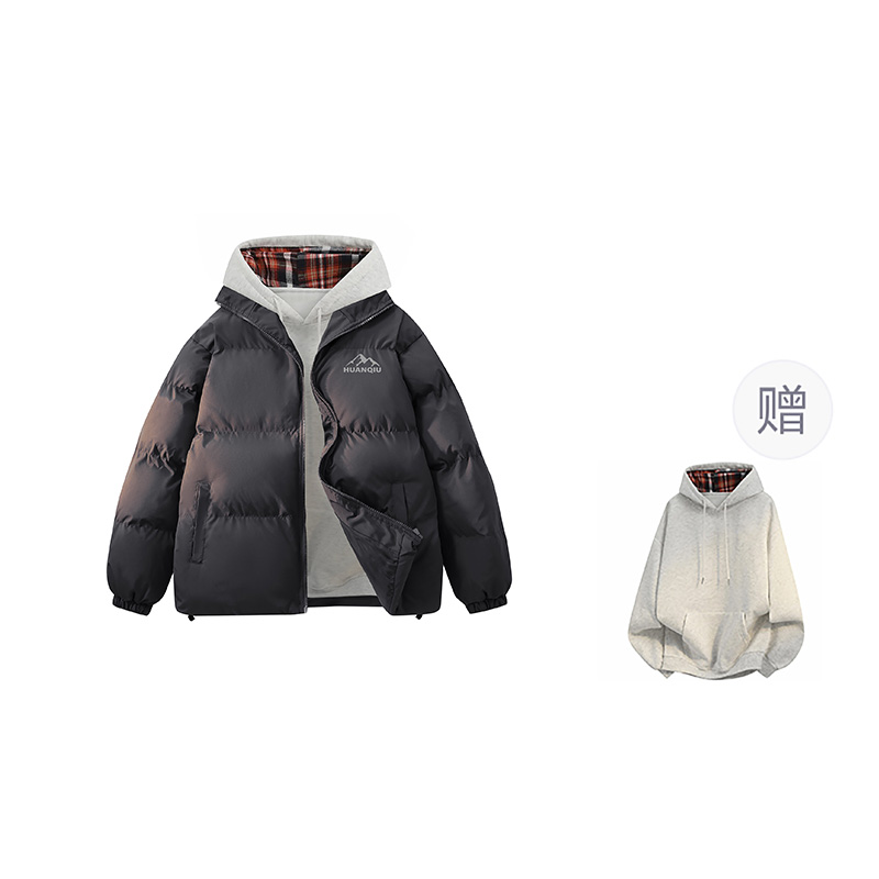 

Пуховик Unisex с воротником стойкой утепленный HUANQIU, темно-серый (free plaid sweatshirt)