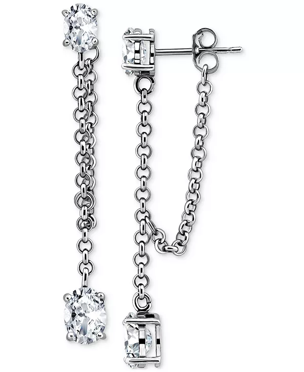 

Овальные серьги-подвески с кубическим цирконием из стерлингового серебра, созданные для Macy's Giani Bernini, silver