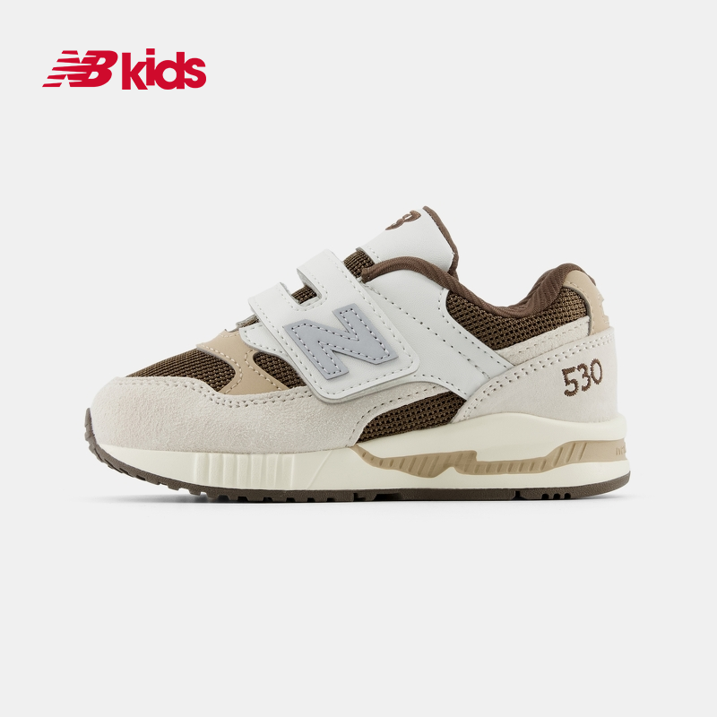 Мид-топы для малышей New Balance, белый/коричневый/светлый хаки — фото 4