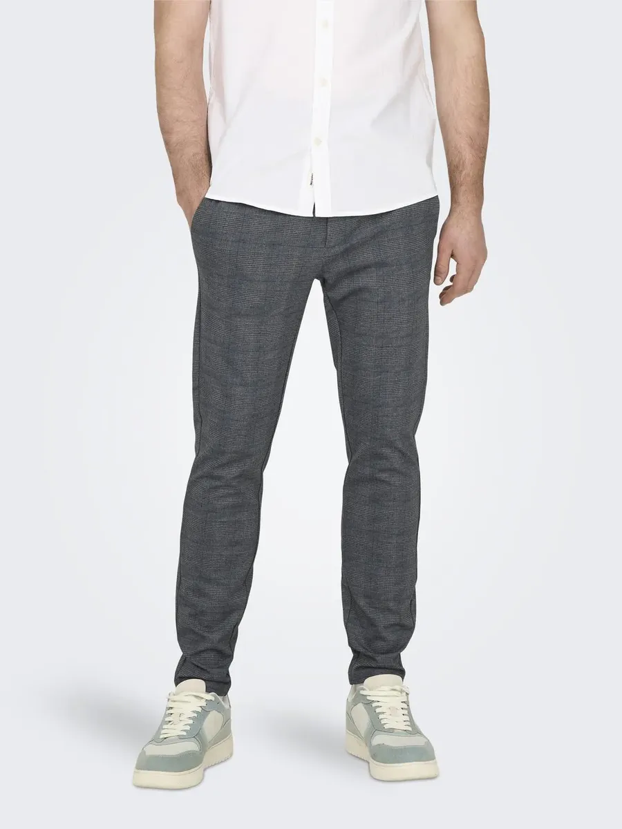 

Брюки-чиносы ONLY & SONS "ONSMARK SLIM CHECK 020919 PANT NOOS", цвет Dress Blues