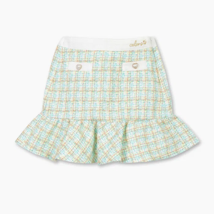 Детская мятная твидовая юбка с оборками от Benetton Kids