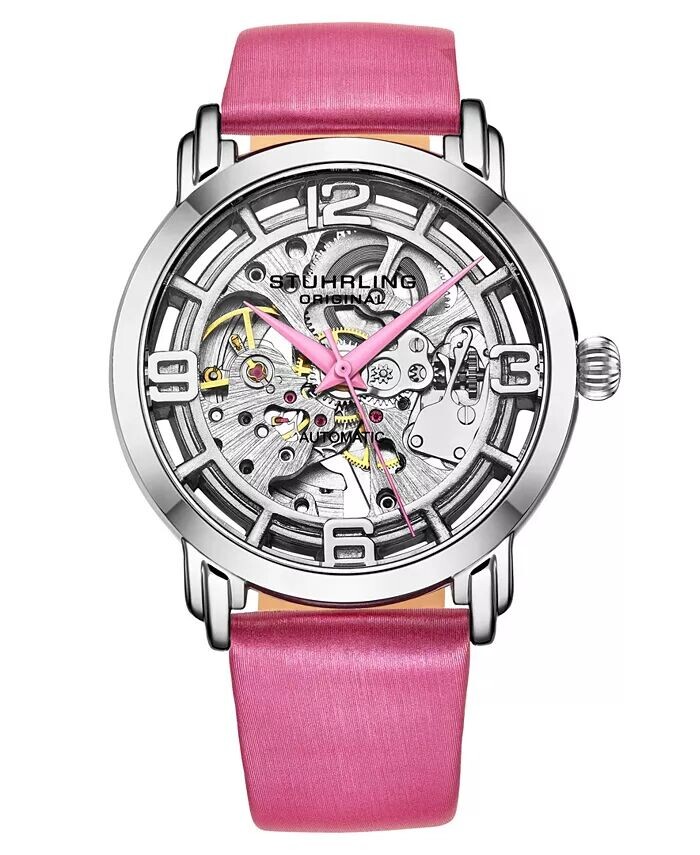 

Женские автоматические часы из натуральной кожи с розовым ремешком, 40 мм Stuhrling