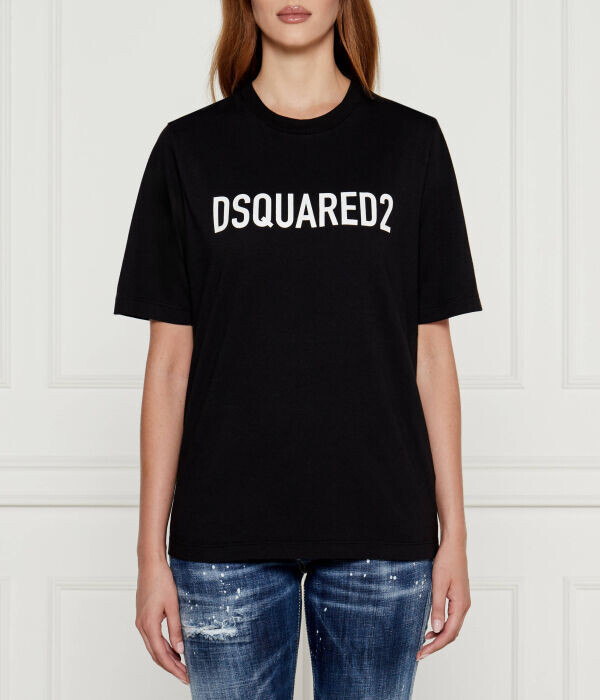 

Футболка женская Dsquared2 свободного кроя с логотипом бренда, черный