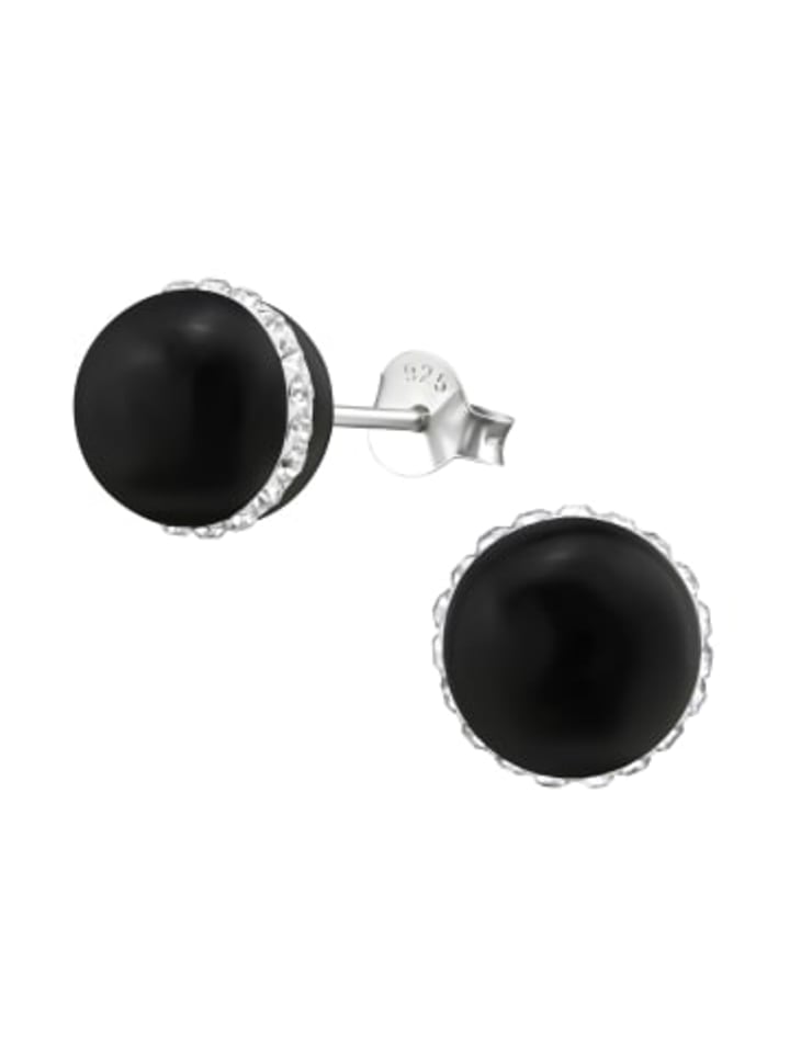 

Alexander York Серьги-гвоздики из черного жемчуга и кристаллов, серебро 925 пробы, комплект из 2 штук