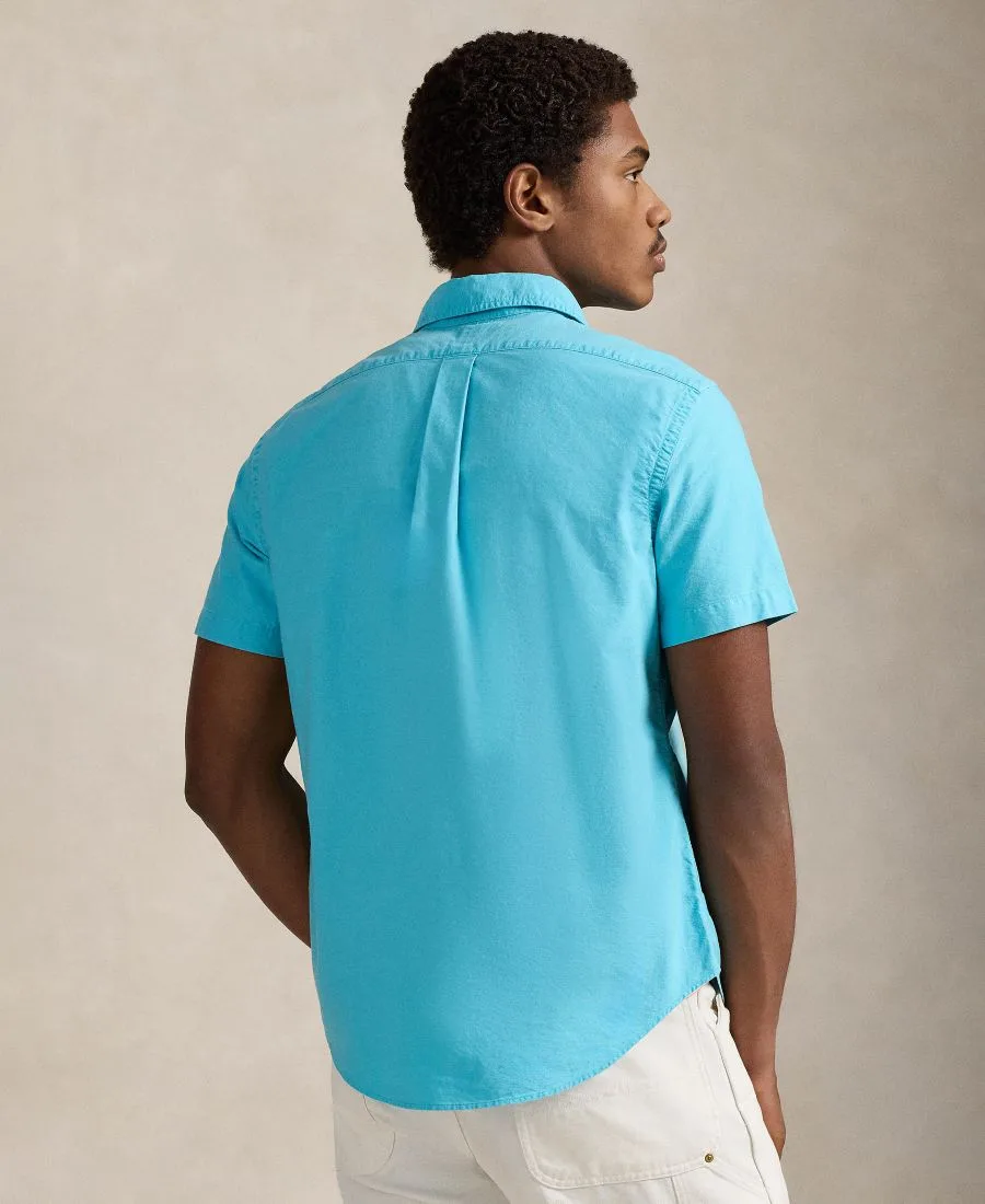 Мужская рубашка Оксфорд, окрашенная в готовом виде Polo Ralph Lauren, Perfect Turquoise — фото 4