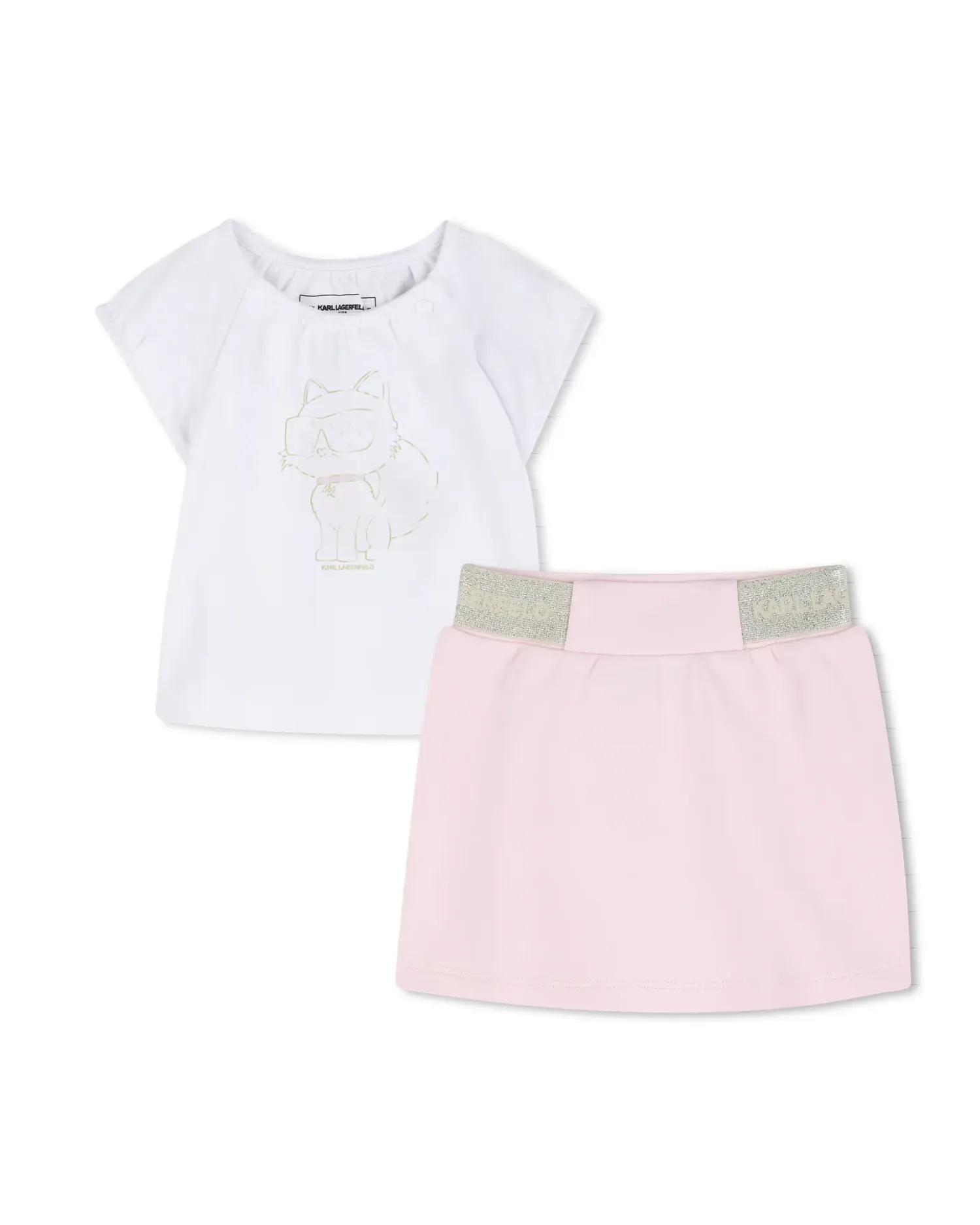 Набор для девочки с рисунком спереди из хлопка Karl Lagerfeld Kids, белый
