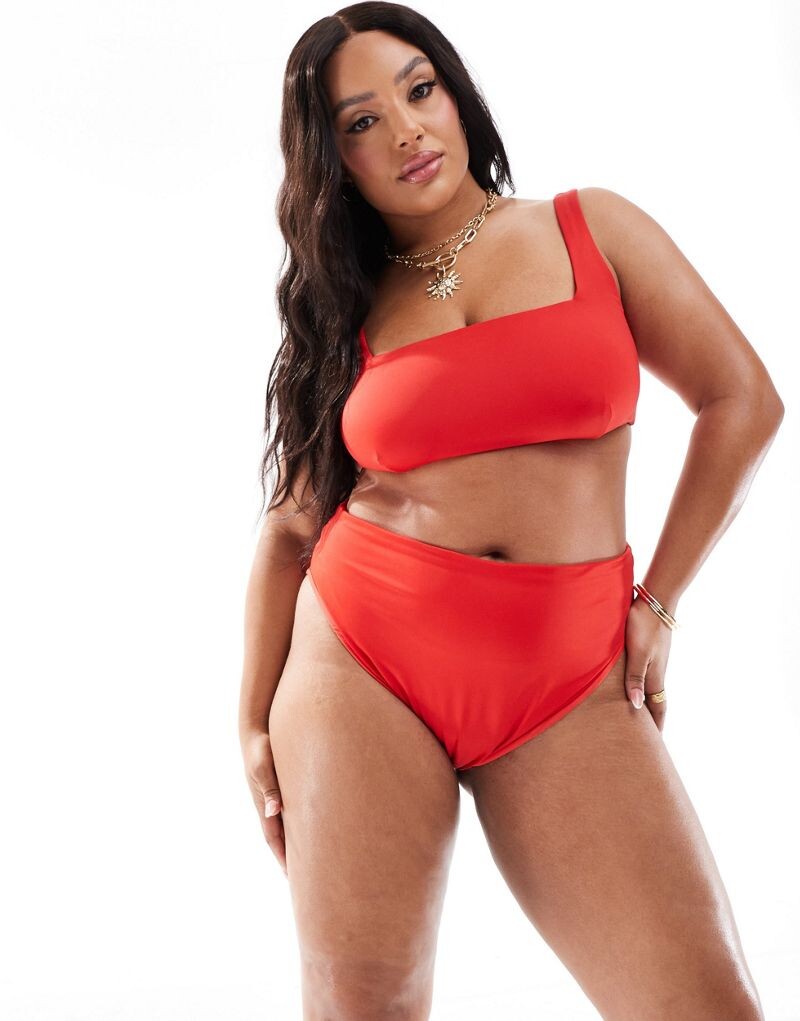

Красные плавки бикини с завышенной талией ASOS DESIGN Maya Curve