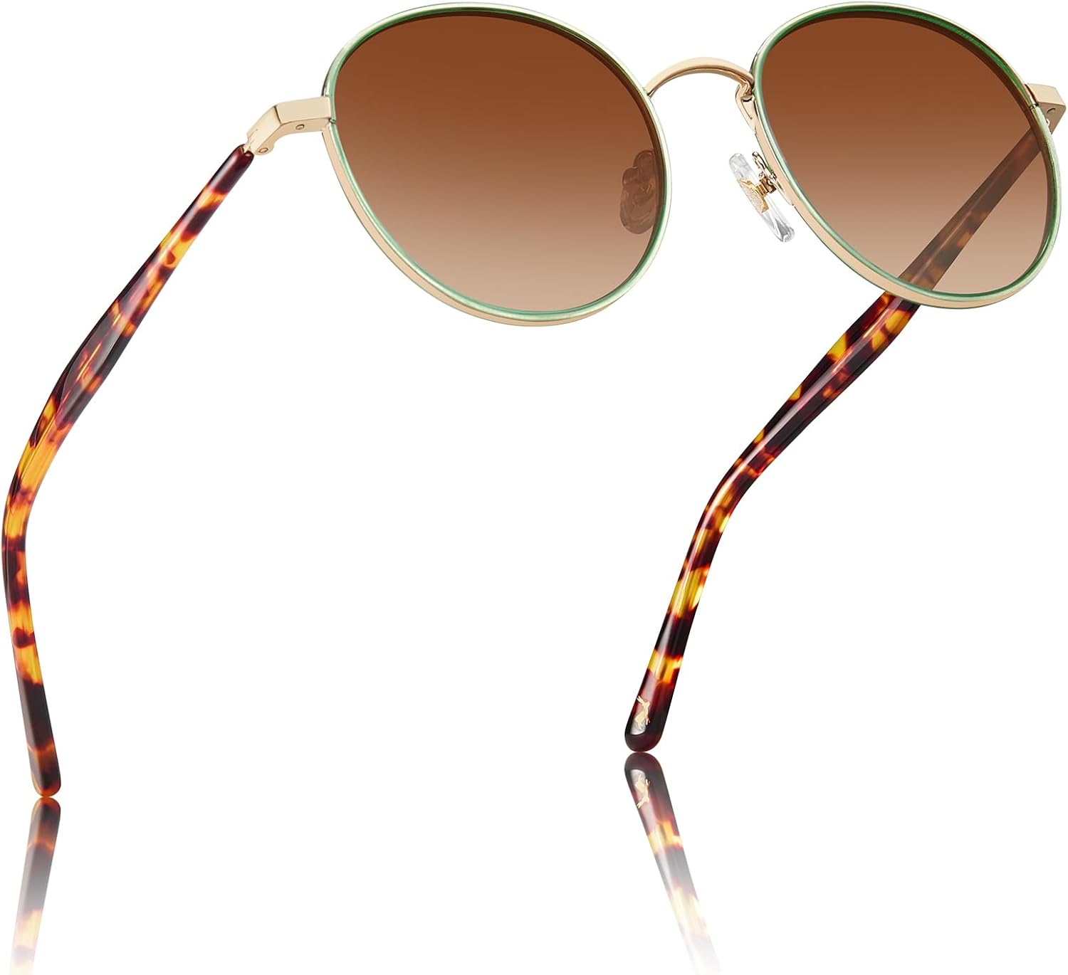 

Солнцезащитные очки CARFIA Retro Round Polarized для женщин, защита от УФ-излучения, дужки из ацетата, металлическая оправа, очки для вождения, E: Tortoise Frame / Brown Gradient Lens