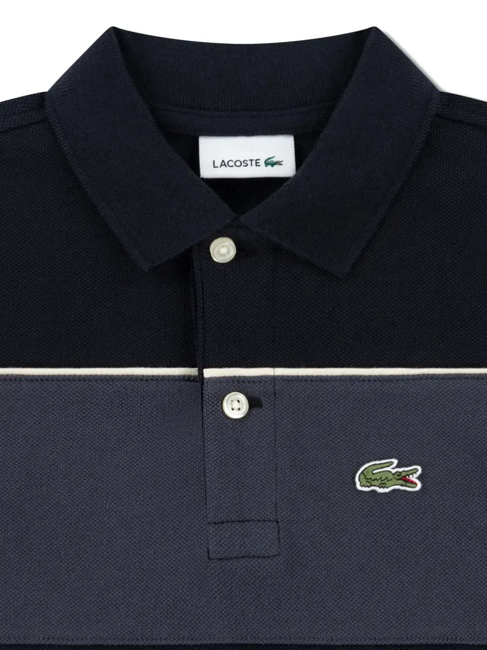 Поло-рубашка в полоску из пике Lacoste Kids, черный — фото 3