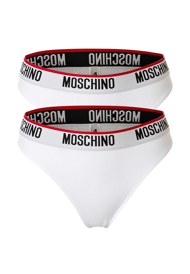 

Трусы 2-упаковка - трусы из хлопковой смеси с логотипом на поясе простые Moschino, белый