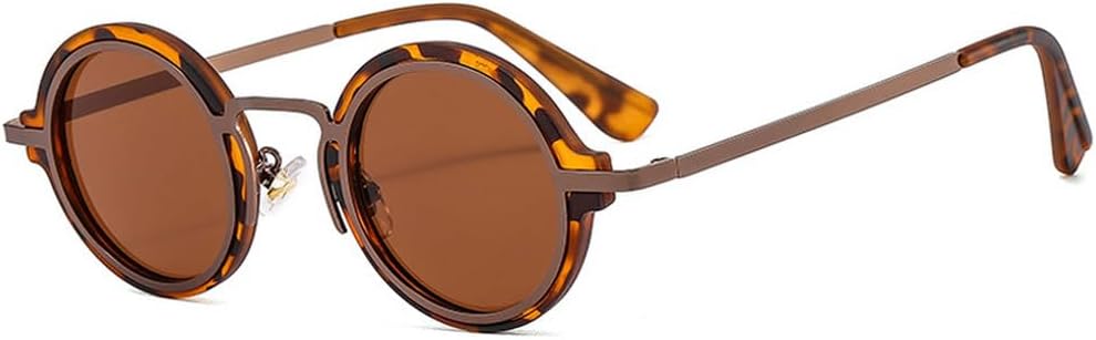 

Модные маленькие круглые мужские солнцезащитные очки в стиле панк, ретро, ​​прозрачные градиентные линзы, защита от УФ-излучения UV400, женские солнцезащитные очки в тренде TKKTLLT, Leopard Tea