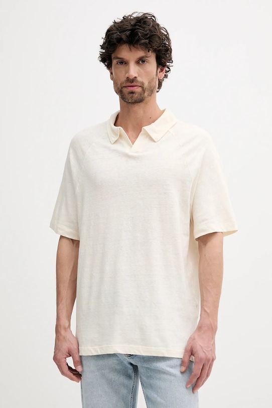 

Льняная поло United Colors Of Benetton, бежевый