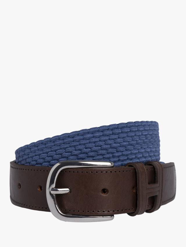 

Ремень с кожаными плетёными наконечниками Hackett London, Mid Chambray