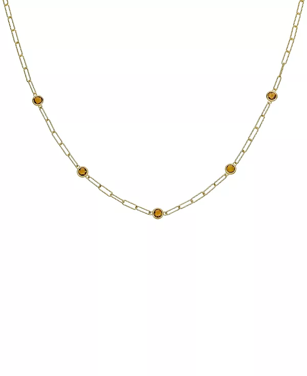 

Крупное ожерелье со скрепкой из швейцарского голубого топаза длиной 18 дюймов (4 карата) из стерлингового серебра (также с аметистом и цитрином) Macy'S, citrine