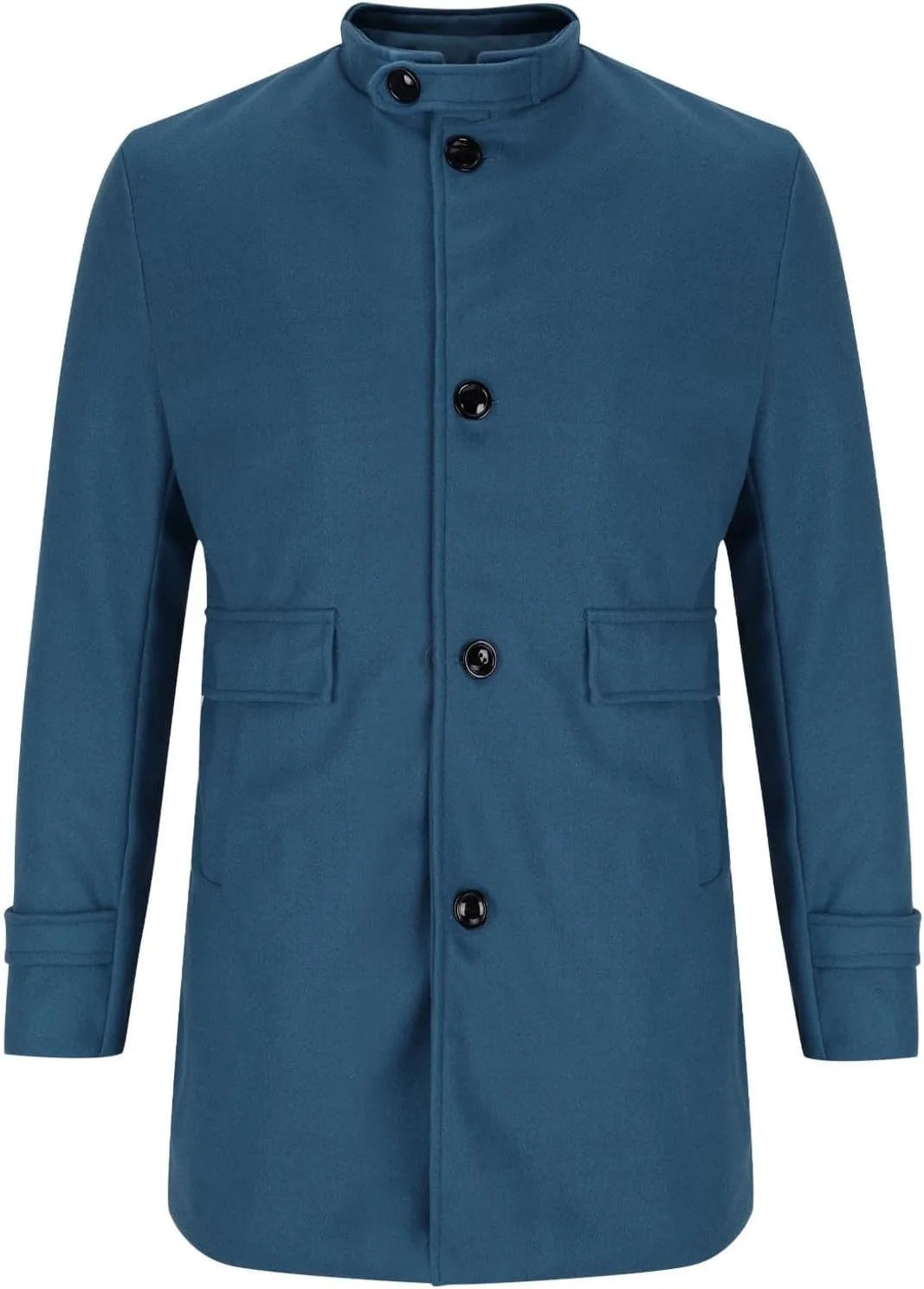 Тренчкот мужской из шерстяной смеси Stand Collar Single Breasted Casual Business Jackets Generic, синий — фото 3