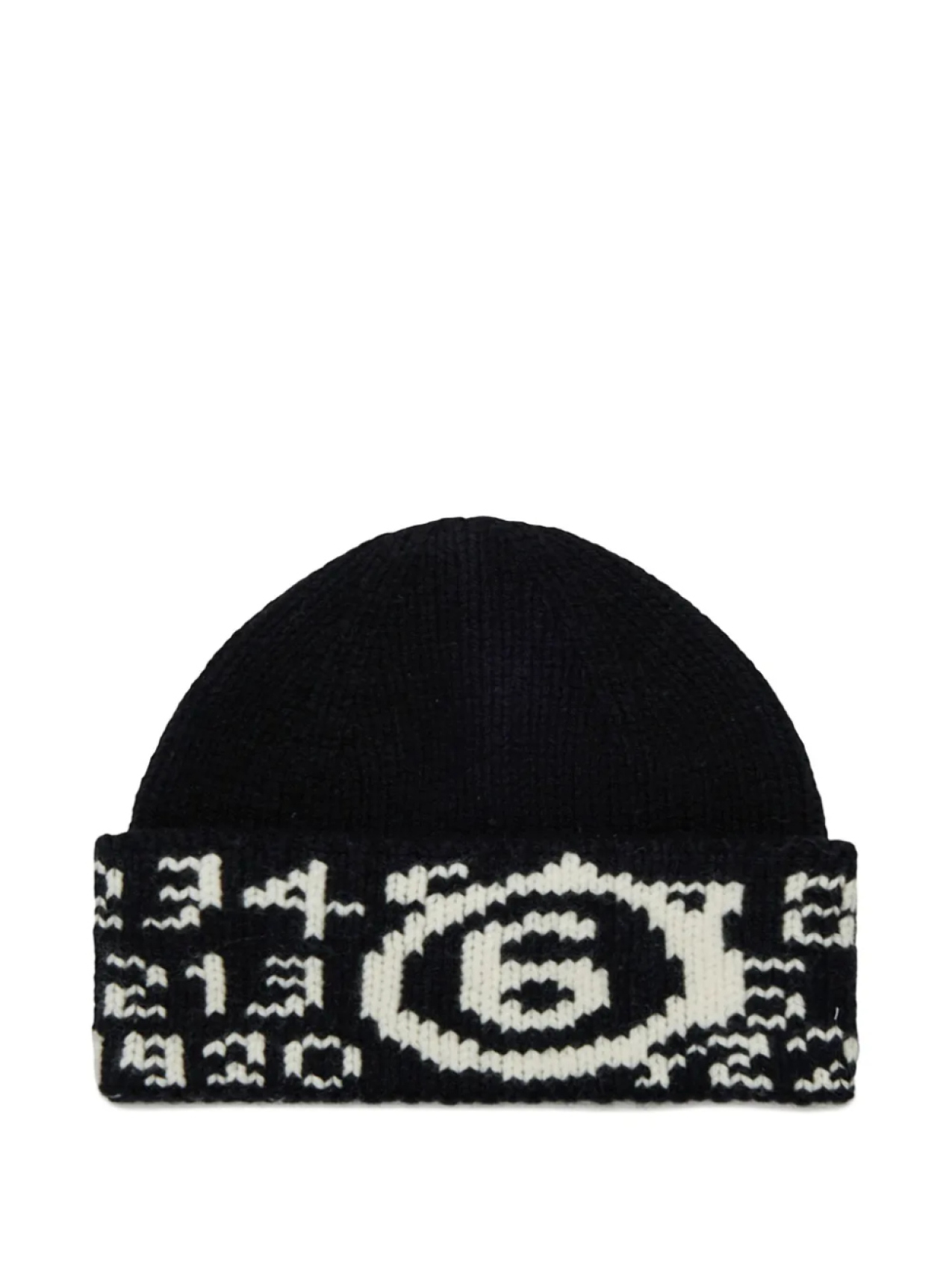 

MM6 Maison Margiela Kids шапка бини вязки интарсия, черный