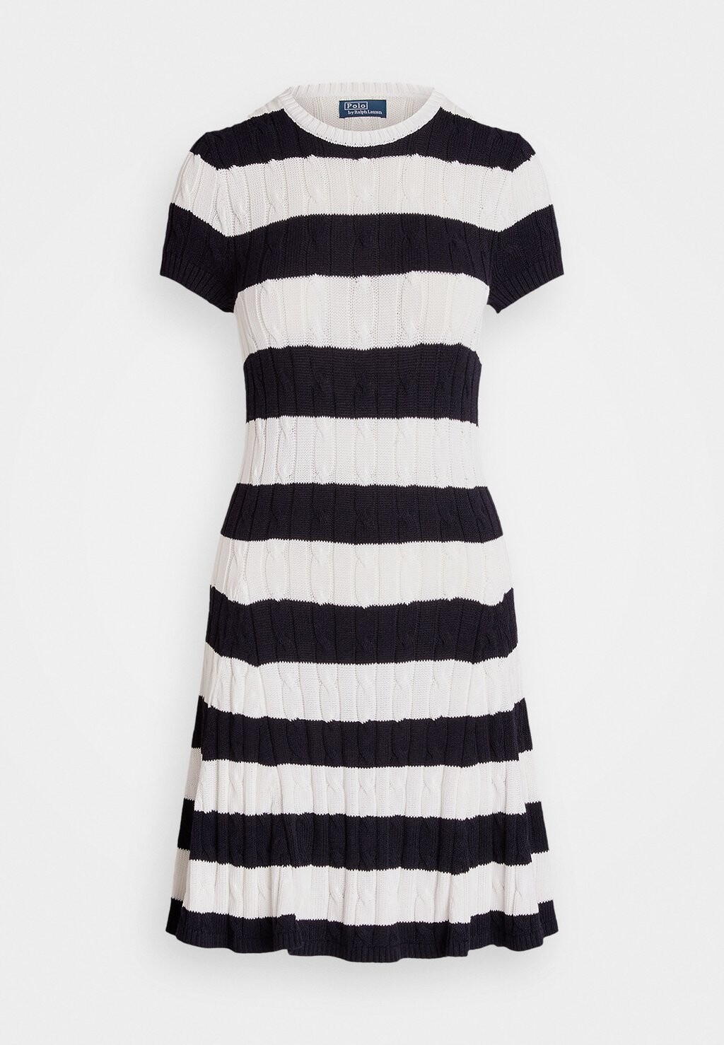 

Трикотажное платье STRIPED CABLE KNIT SWEATER DRESS Ralph Lauren, белый