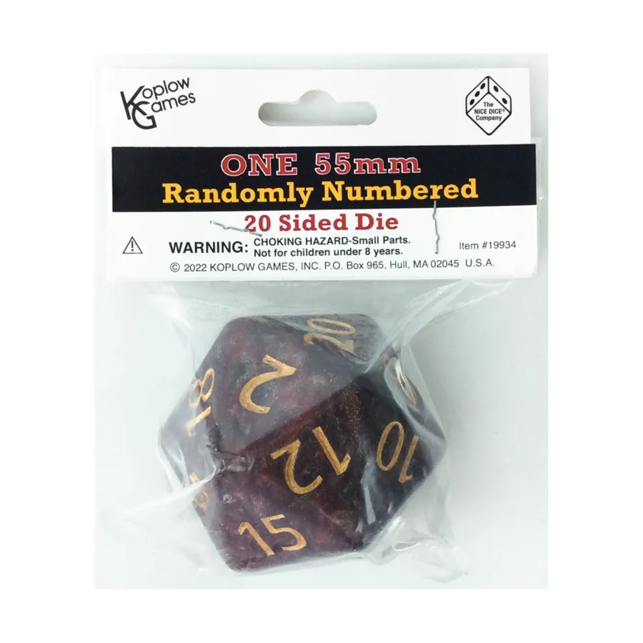 

d20 55 мм — Черная роза с золотыми чернилами, Dice - Jumbo Opaque (Koplow)