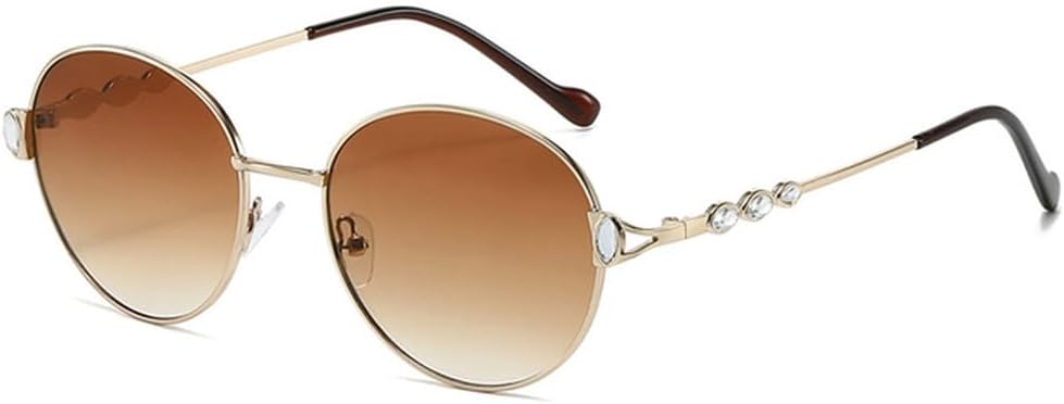 

Модные роскошные винтажные солнцезащитные очки для женщин, для путешествий, вечеринок, отдыха на природе, овальные, с бриллиантовой оправой, стильные очки, SUN1941 Generic, Gold Gradient Tea