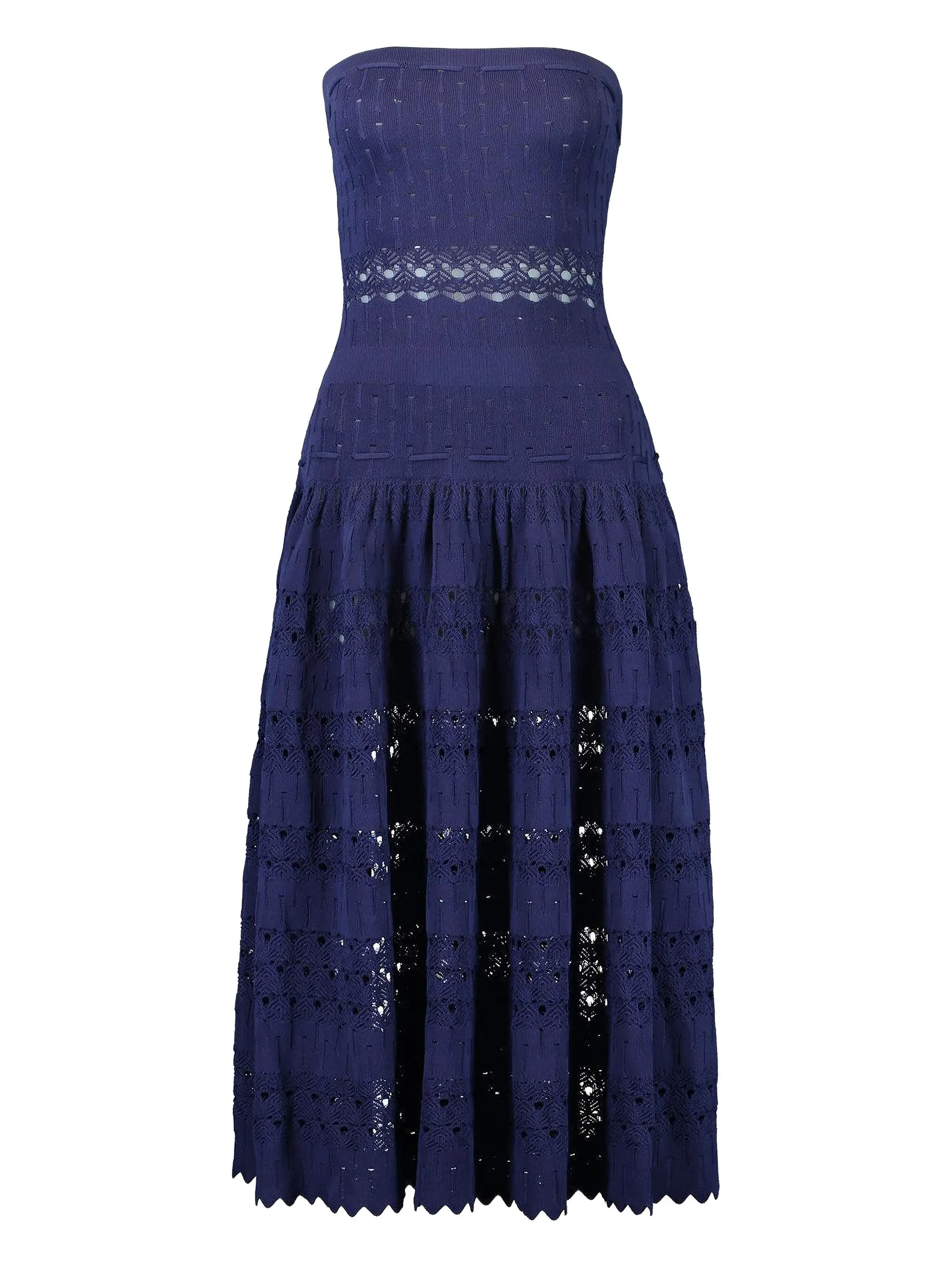

Платье из ажурного трикотажа без бретелек Alexis, синий