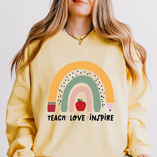 

Свитшот Teach love inspire rainbow lightweight garment dyed Simply Sage Market, Butter