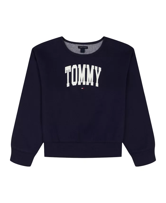 

Детская толстовка с необработанным краем для девочек 7-16 лет Tommy Hilfiger, синий