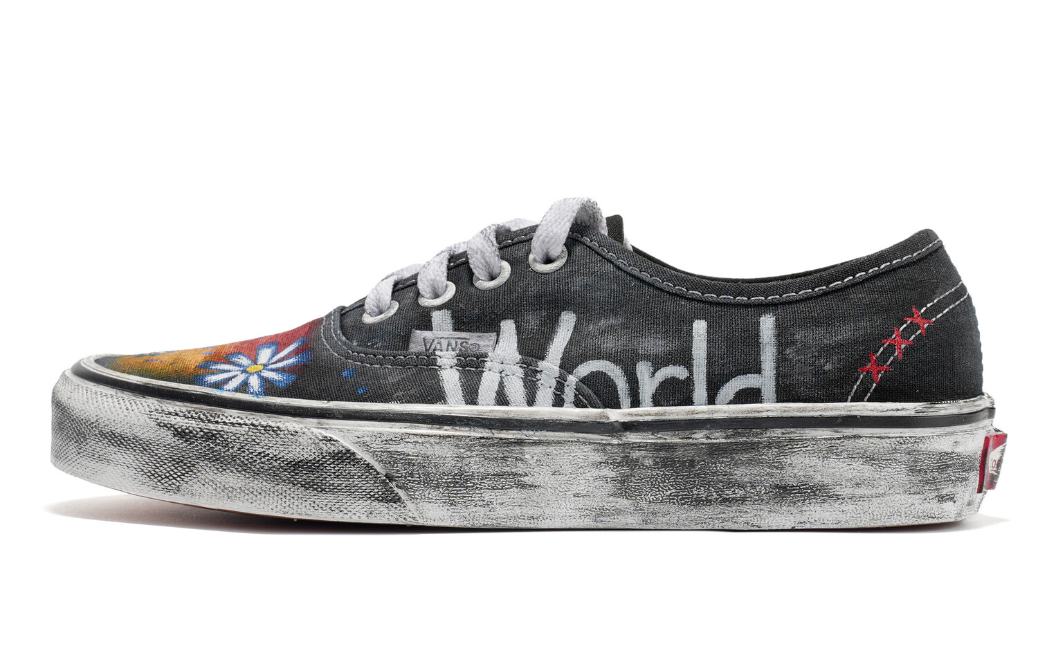 

Настоящие парусиновые кеды унисекс с низким верхом черного/белого цвета Vans