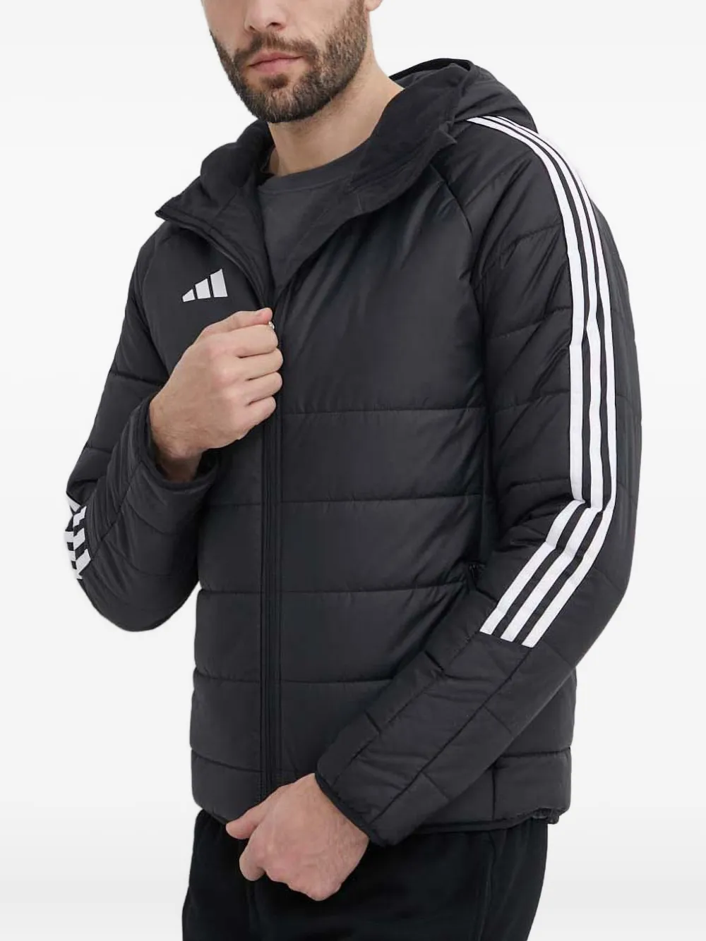 

Стеганая куртка с тремя полосками adidas, черный