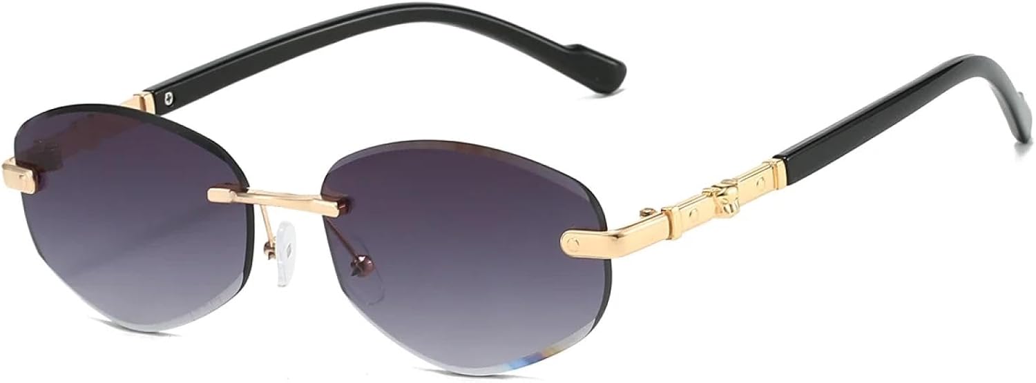 

Модные безободковые металлические солнцезащитные очки в форме многоугольника для женщин, очки для вождения, стильные солнцезащитные очки с градиентным переходом для пляжа TKKTLLT, Gold Gradient Grey