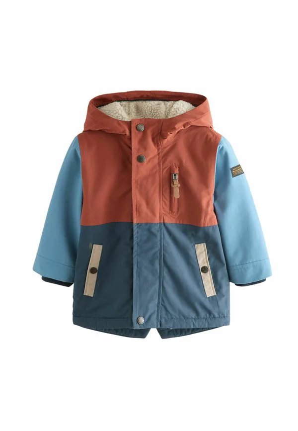 Парка из искусственного меха стандартного кроя Next, Navy Red Colourblock