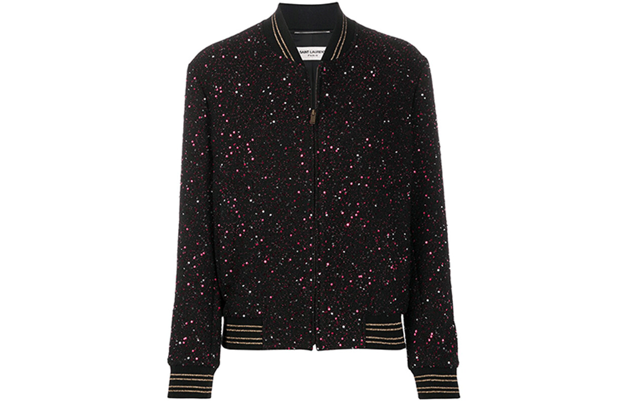 

Куртка женская Saint Laurent с блестящим принтом, черный
