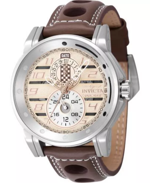 

Мужские часы Invicta Racing 47538, кварцевые, многофункциональные, серебристые, коричневые, серые, с розовым золотом и циферблатом цвета слоновой кости Invicta, brown