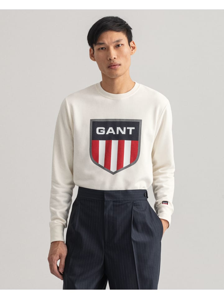 

Толстовка Gant Retro Shield с круглым вырезом бежевого цвета Gant
