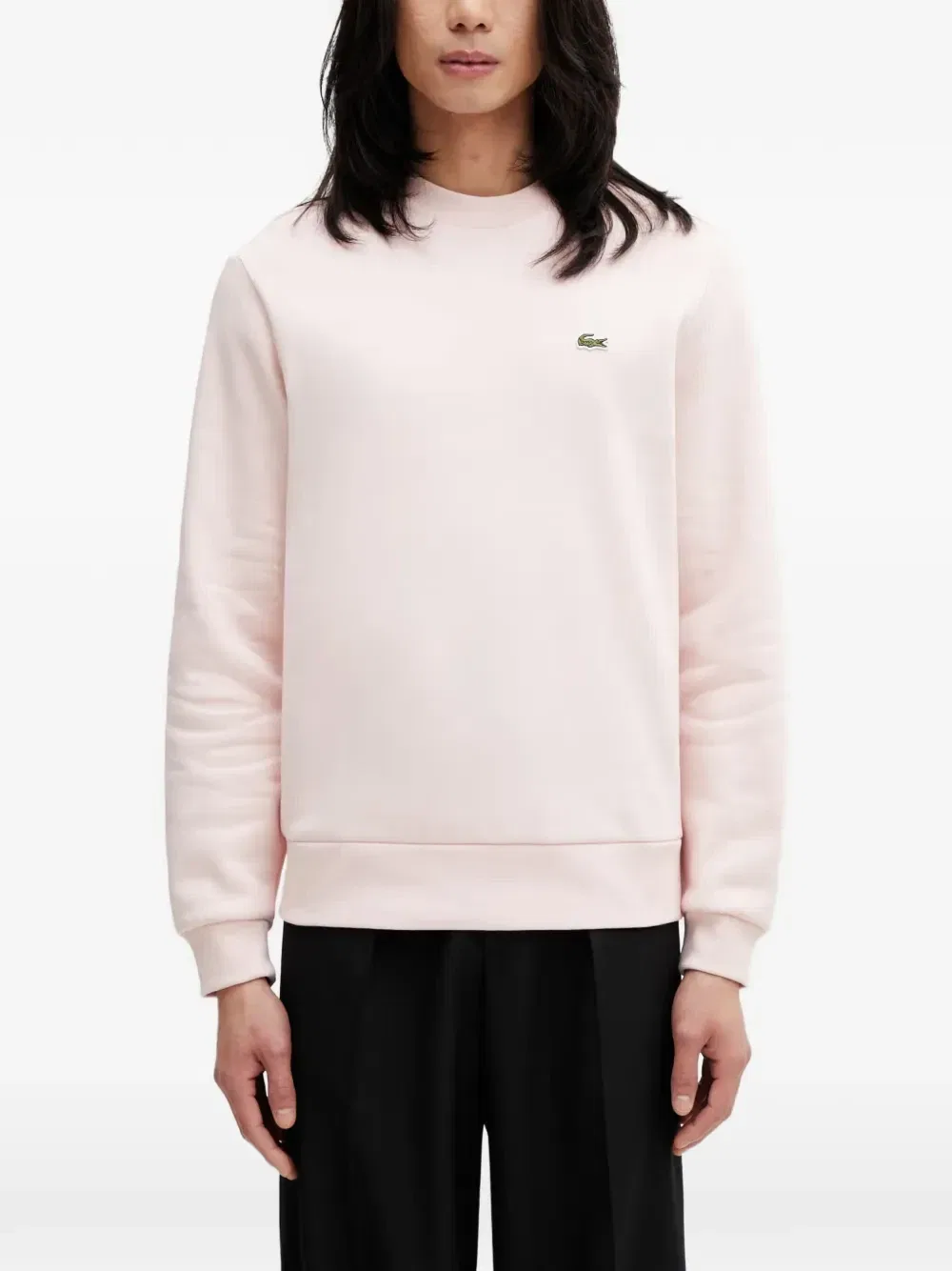 Свитшот с круглым вырезом и нашивкой-логотипом Lacoste, розовый