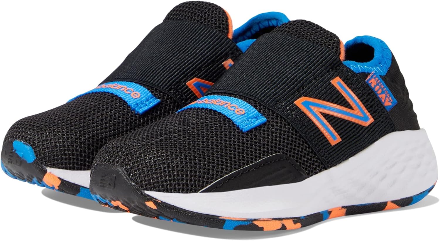 Кроссовки New Balance Unisex Baby Fresh Foam Roav V1 на шнуровке, черный/синий/оранжевый — фото 2