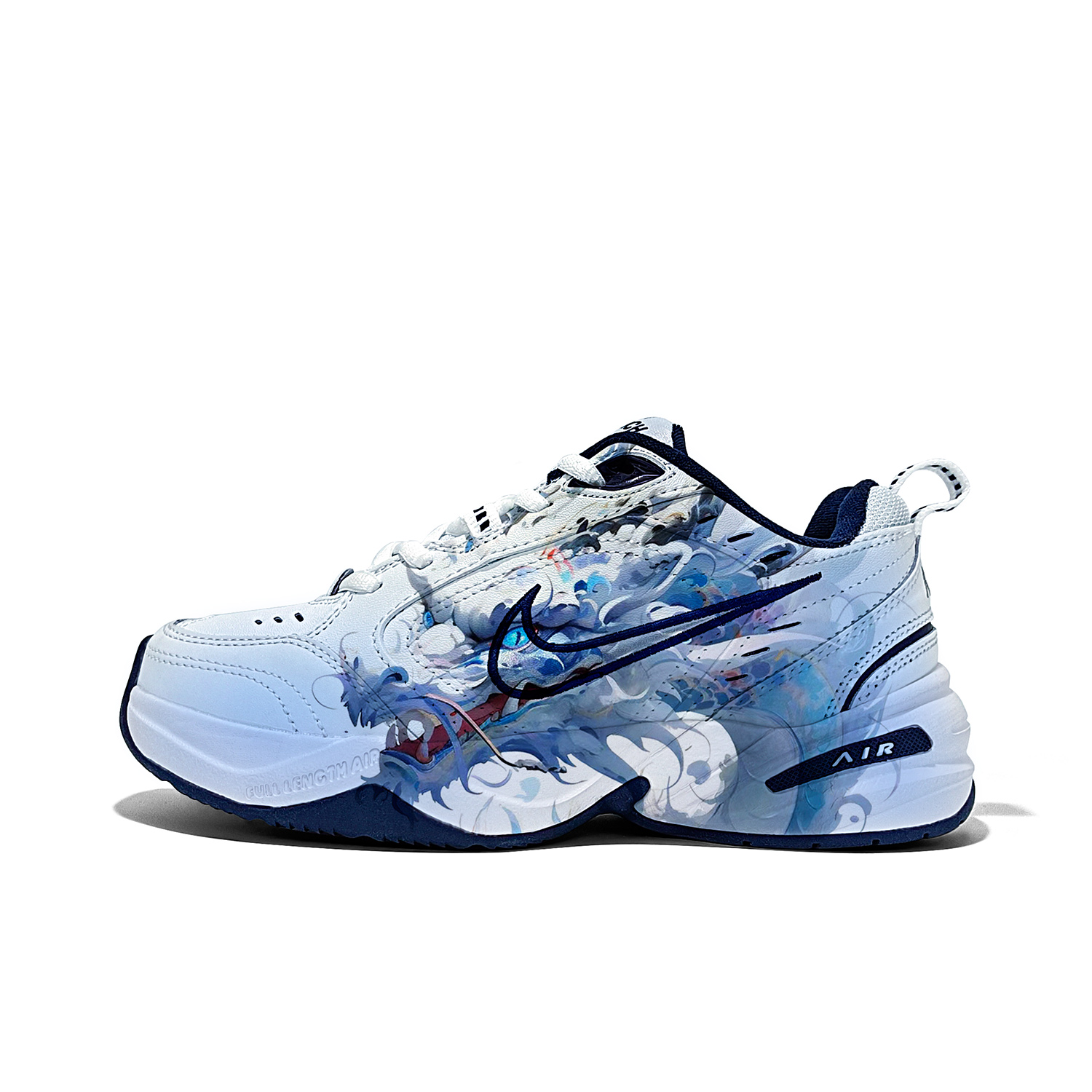 

Кроссовки Nike Air Monarch 4 Chunky Sneakers Unisex Low-top White/Royal Blue/Fern Green, синий/белый