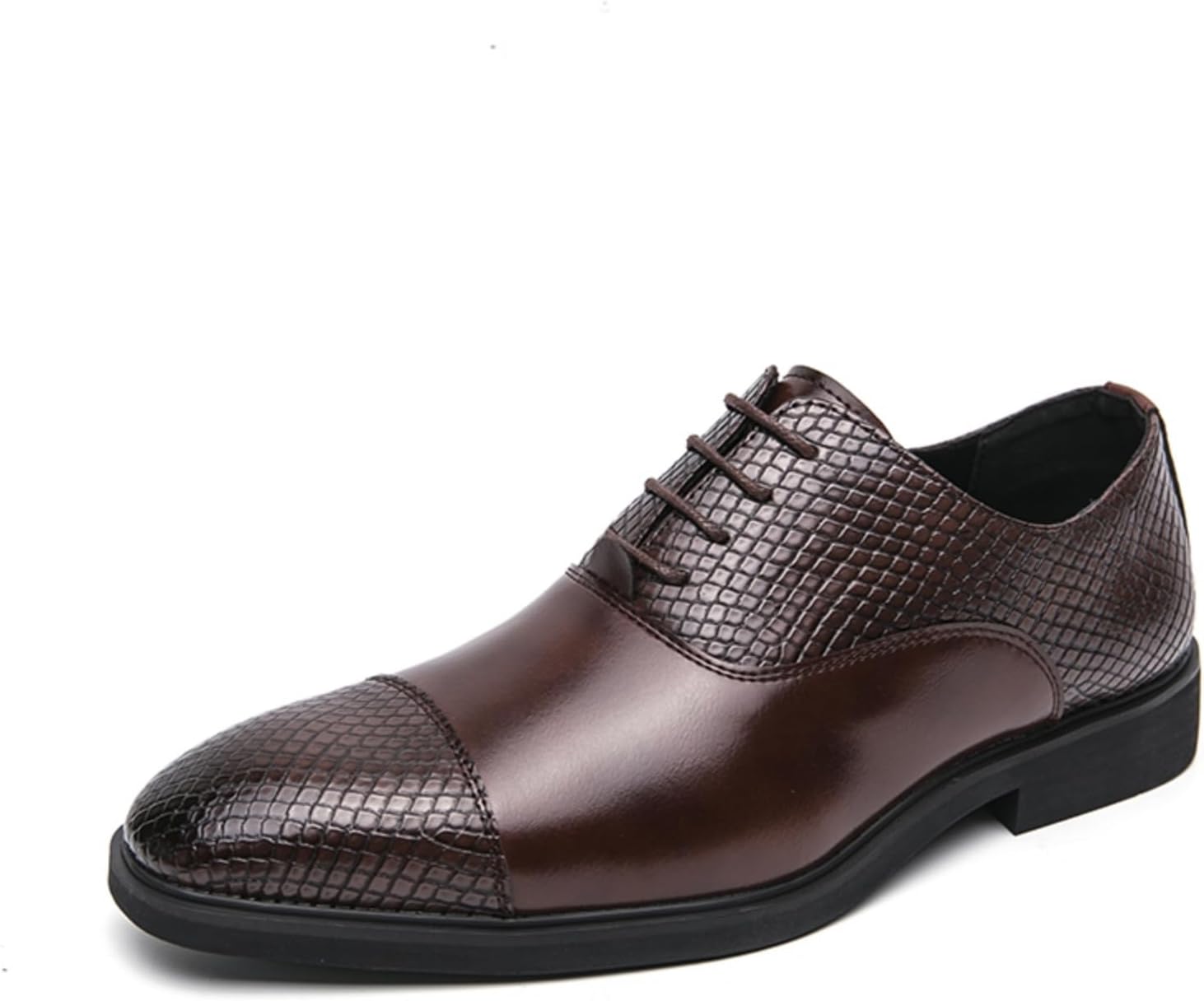 

Мужские винтажные черные кожаные оксфорды с заплатками и шнуровкой, заостренный носок, противоскользящие низкие дерби для официальных деловых мероприятий и свадеб Qwuieoin