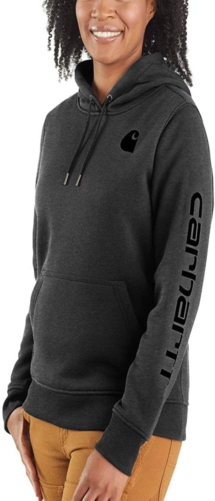

Carhartt Women's Relaxed Fit Midweight Logo Sleeve Graphic Sweatshirt, Carbon Heather