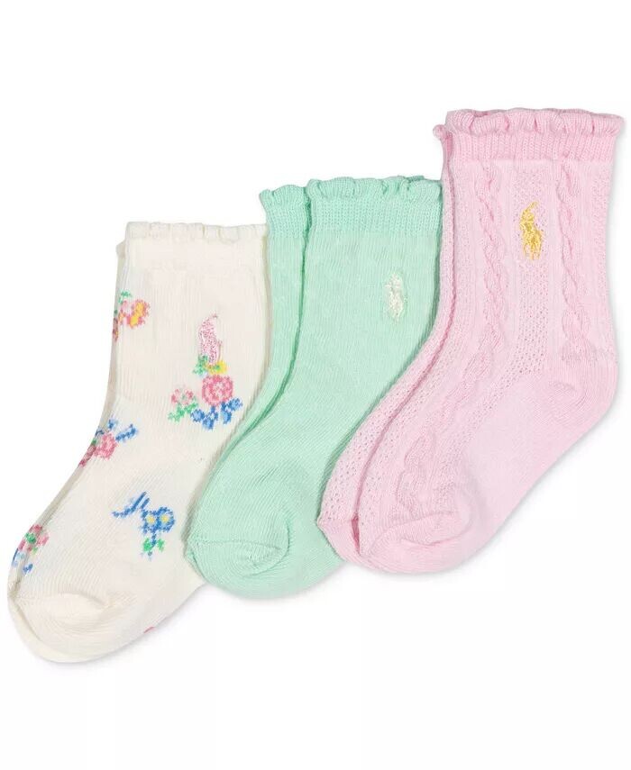 

Малыши для девочек, 3 шт. Носки Magnolia Grove Polo Ralph Lauren, мультиколор