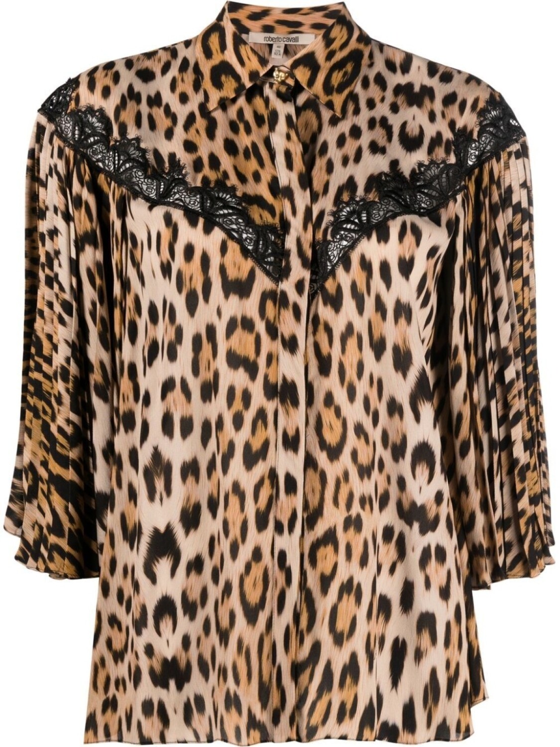 

Roberto Cavalli рубашка с кружевом, нейтральный цвет