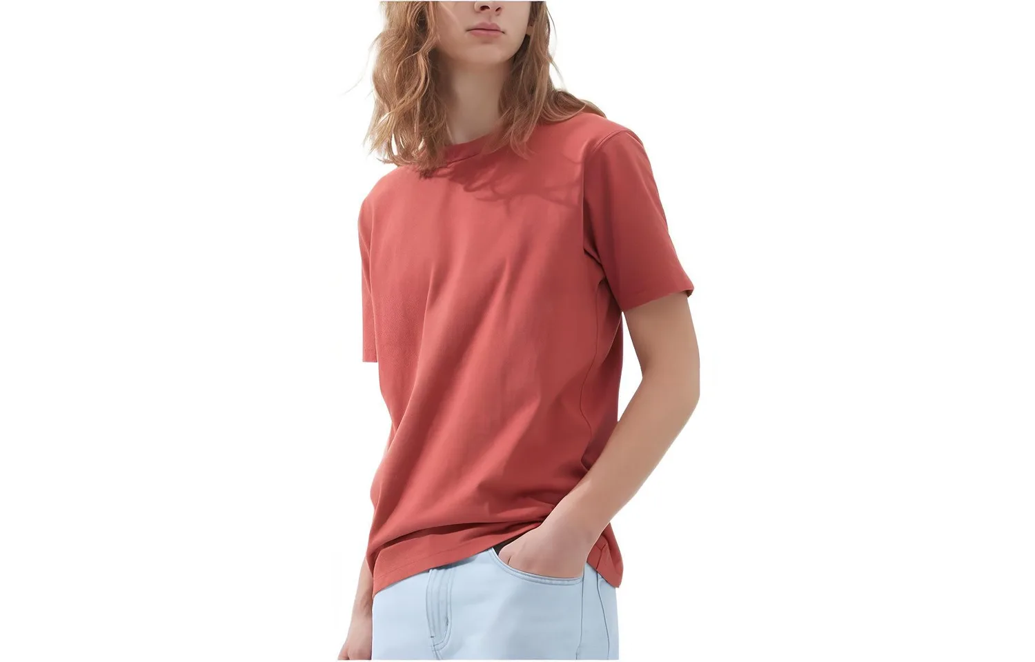 UNIQLO Футболка U Collection унисекс розово-красная с круглым вырезом
