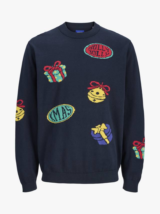 

Детский хлопковый рождественский джемпер с круглым вырезом Jack & Jones, Sky Captain