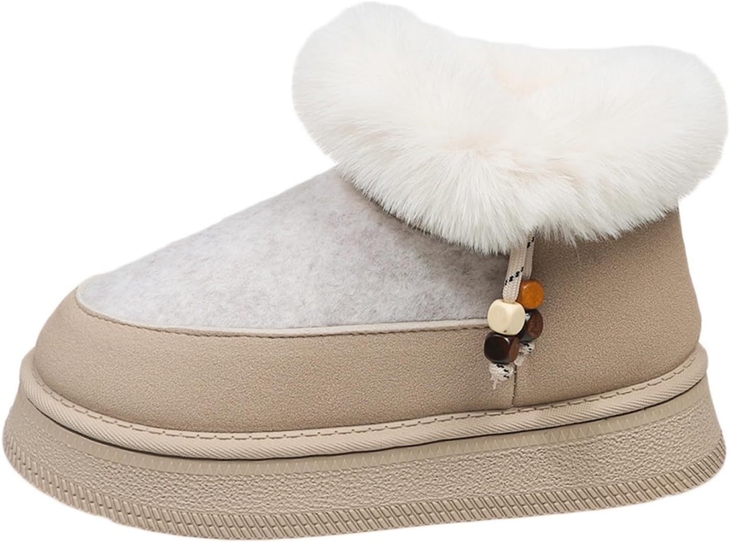 

Женские зимние ботинки с утеплителем, меховая подкладка, низкие ботильоны, противоскользящие, модная платформа, пушистые мини-босоножки, милые зимние ботинки, устойчивые, легкие, уютные для дома и улицы Toumov, бежевый