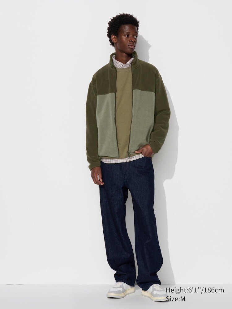 Флисовая куртка на молнии Uniqlo, 57 оливковый — фото 3