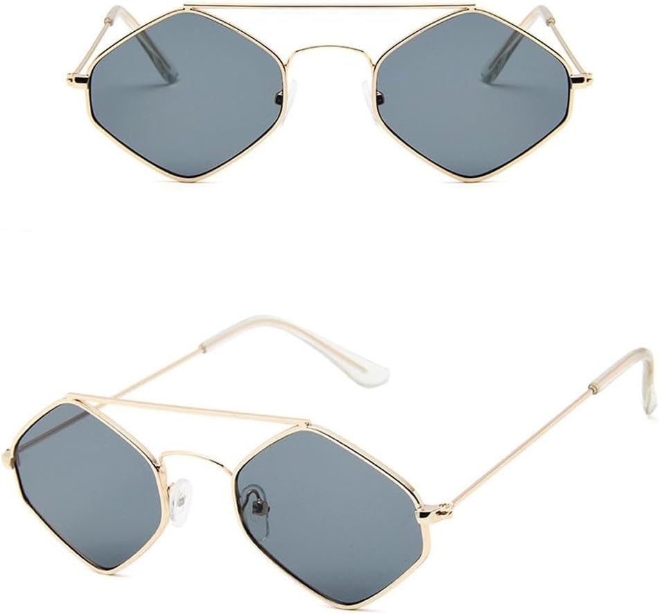 

Модные солнцезащитные очки 2027 года с бриллиантами для женщин, ретро-стиль, металлический двойной луч, дикие очки, многоугольные очки в морском стиле MTZJH, 3-gold-gray