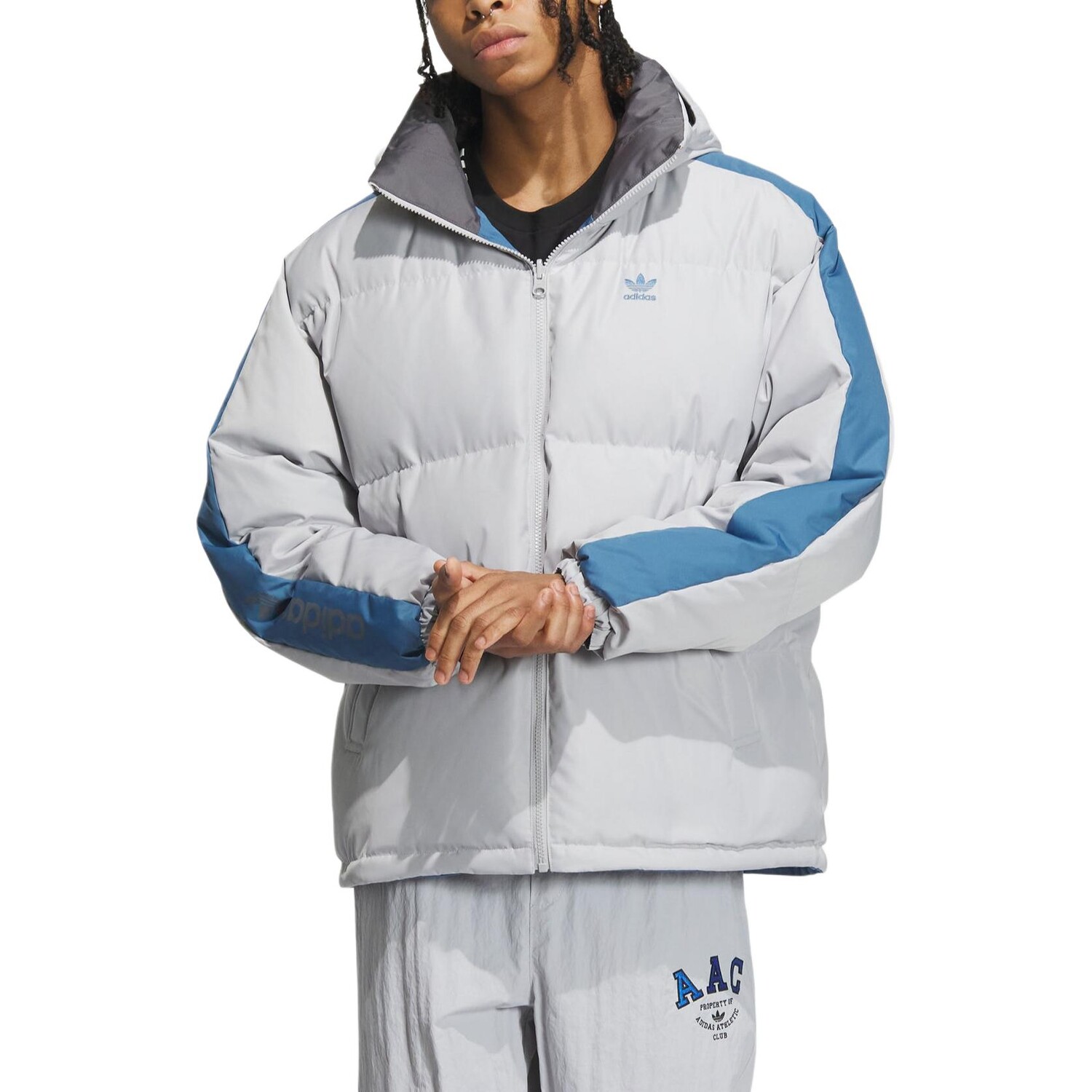 Одежда Пуховик Мужской Переделка Синий Adidas Originals — фото 4
