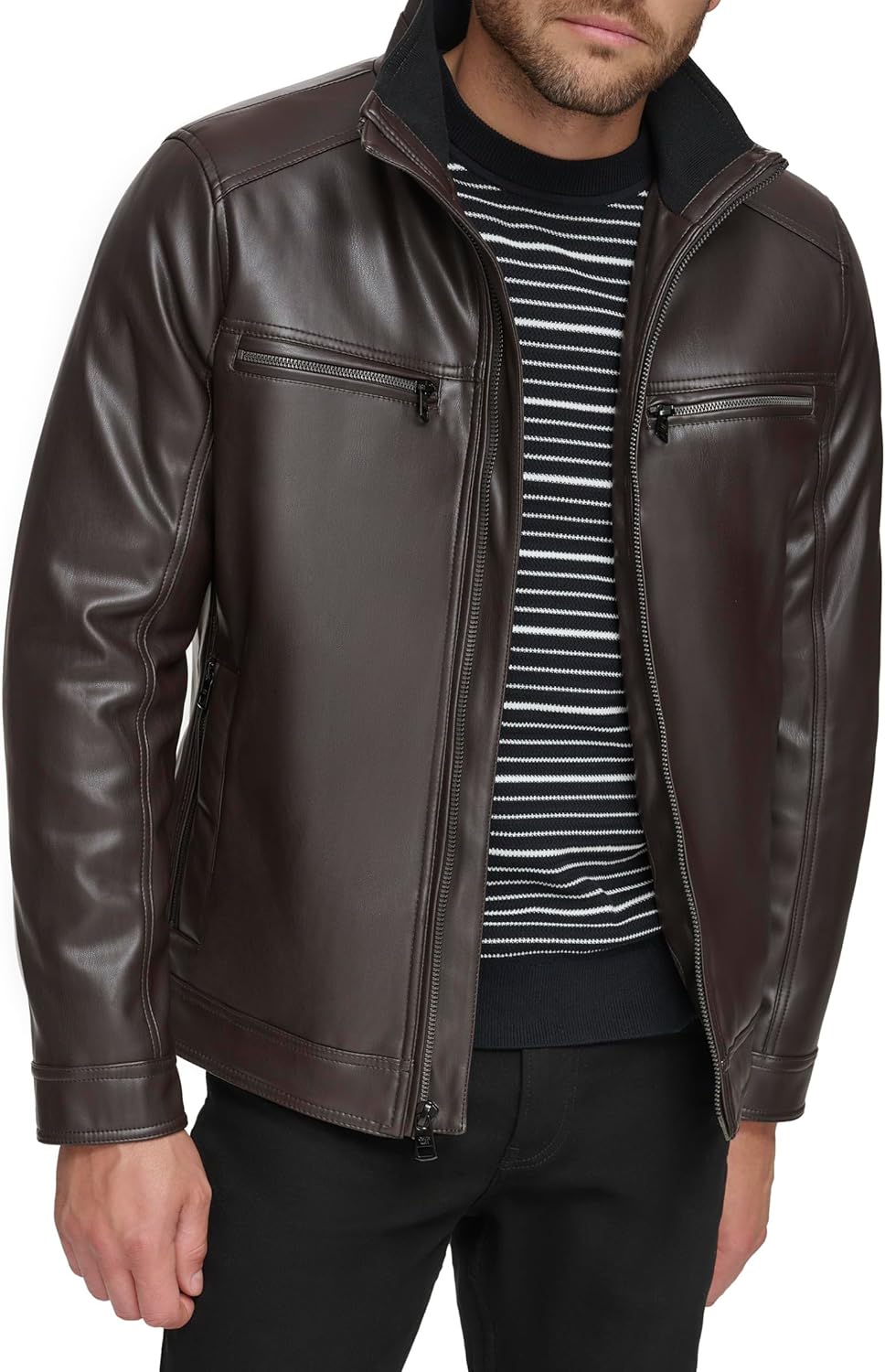 Мужская повседневная куртка Calvin Klein Essential из искусственной кожи, Heritage Brown — фото 2