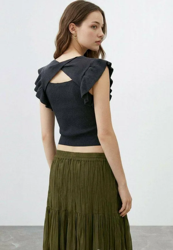 Простая футболка для подростков Mango Kids, Anthracite — фото 3