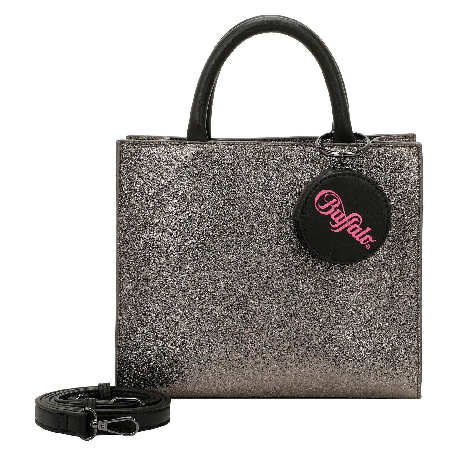 

Сумка Buffalo Big Boxy Handtasche 26 cm, цвет glitter dark grey